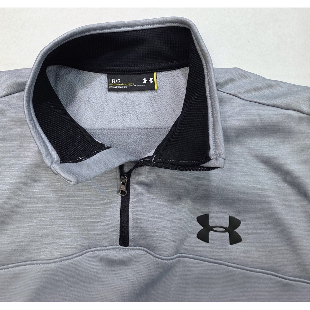 Under Armour Pullover‎ Mens L Black Gray 1/4 Zip Jacket Sweater ColdGear - Picture 10 of 10